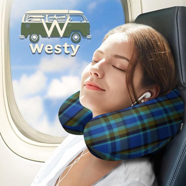 Westy Van Life Plaid Memory Foam Travel Pillow | Neck Support