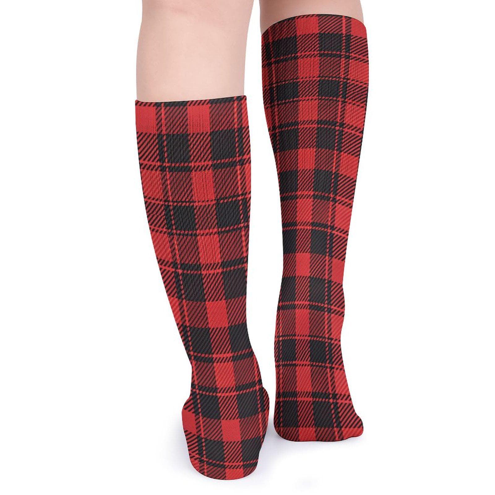 Everyday Kamo Red Plaid Knee-High Socks | Cozy & Stylish Tube Socks