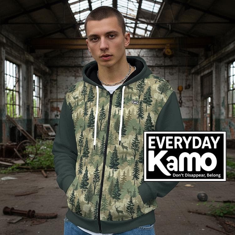 Everyday Kamo Forest Deer Hoodie Gift for Him, Modern Urban Explorer, Dad, Friend
