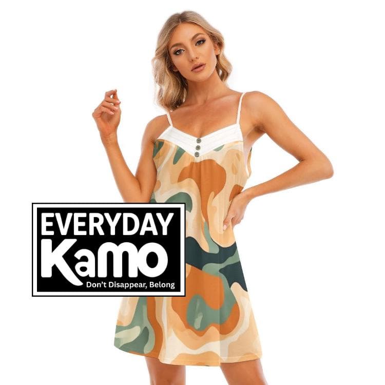 All-Over Print Women's V-Neck Cami Dress | Custom Beach Summer Dress