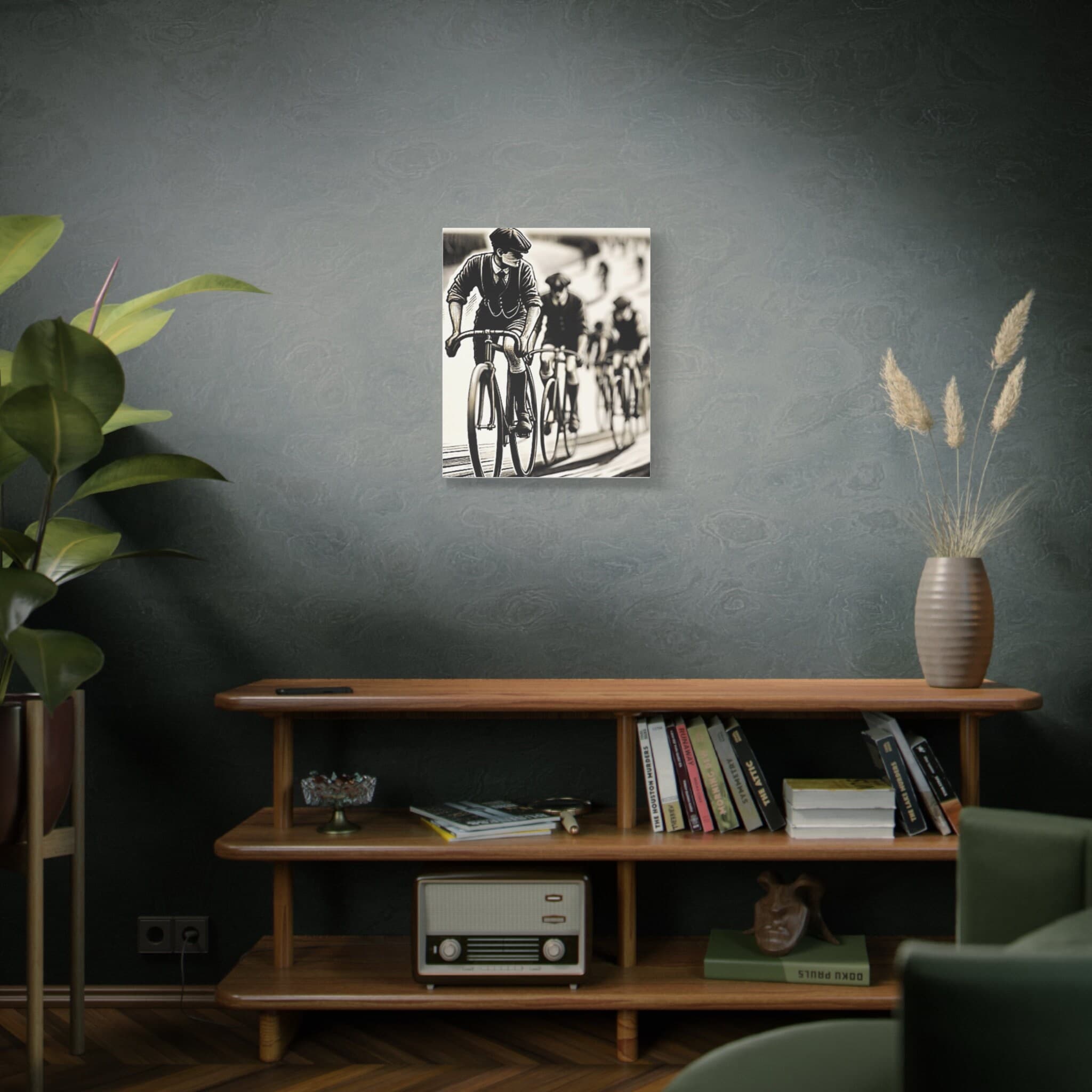 Vintage Cyclist Canvas Print | The Leader Matte Art | Stretched Pine Frame