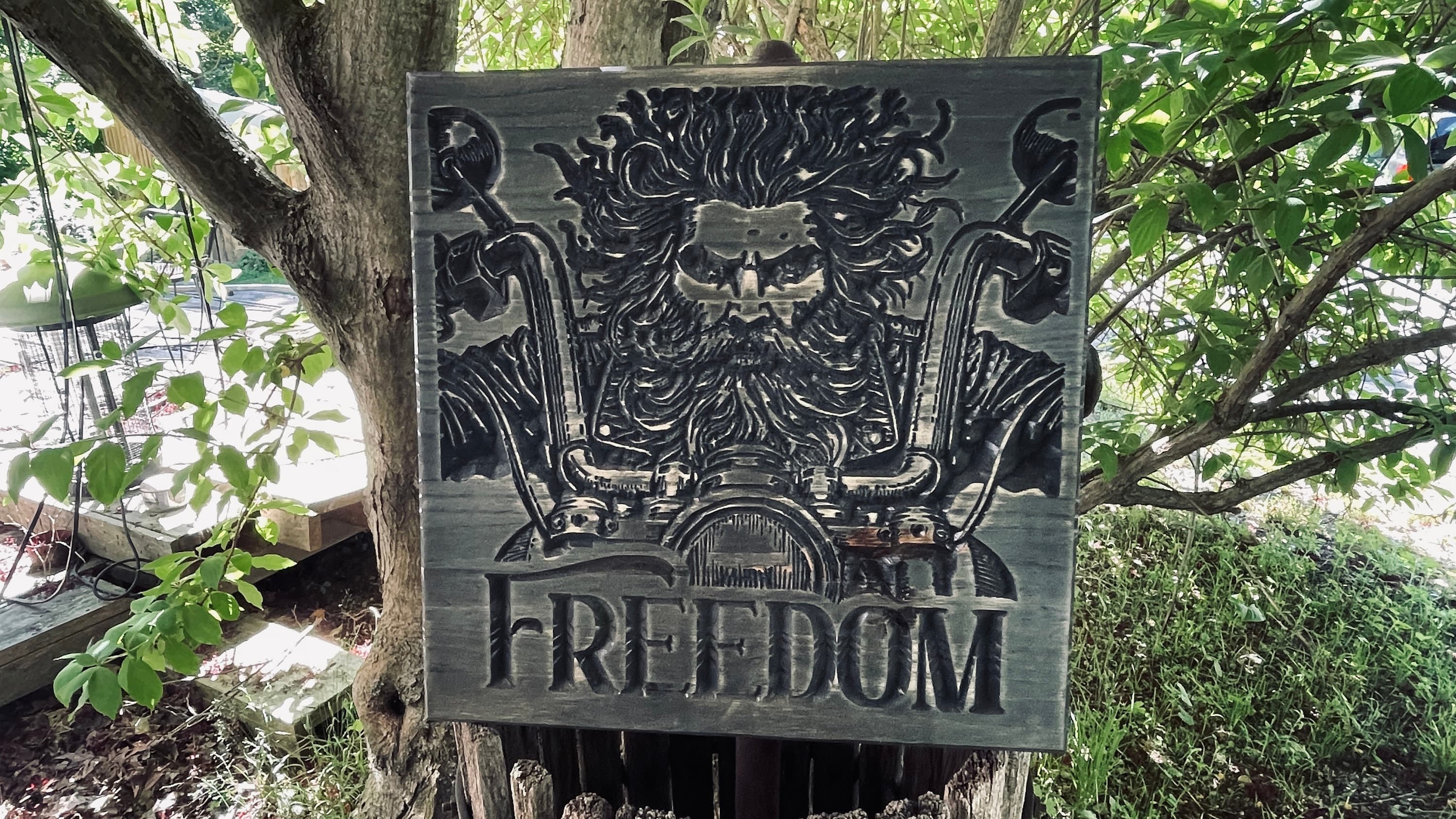 Freedom Rider Carved Wood Sign (Bold Edition)