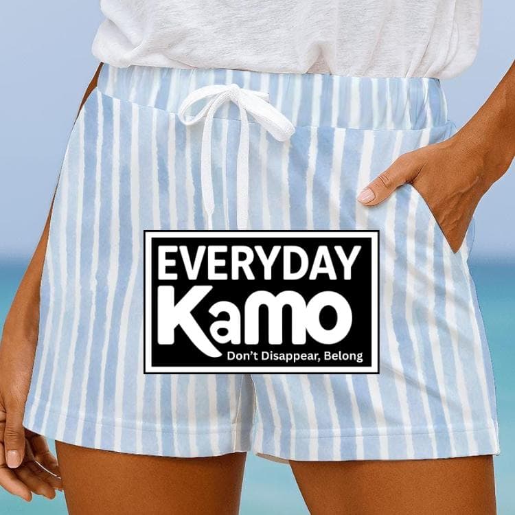 Effortless Blue & White Striped Beach Shorts | Comfy Summer Lounge Wear | Women's Drawstring Vacation Shorts
