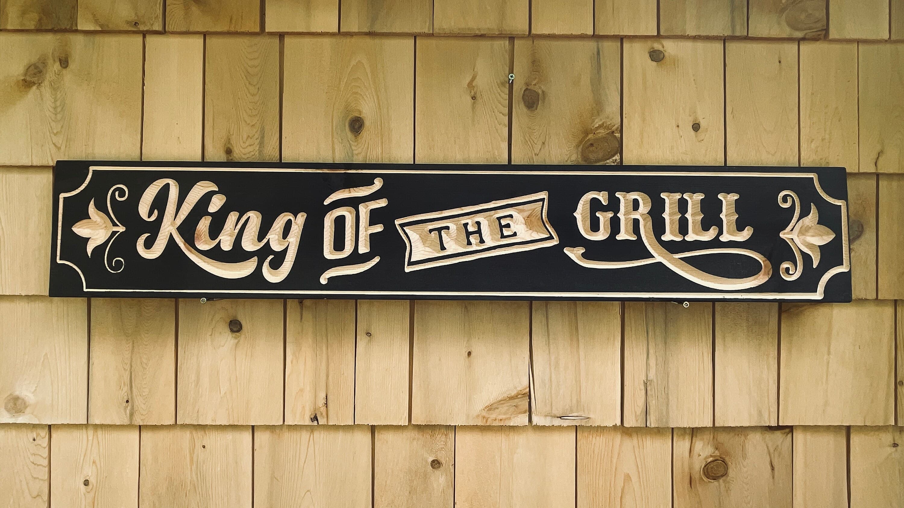 King of the Grill Carved Real Pine Wooden Sign