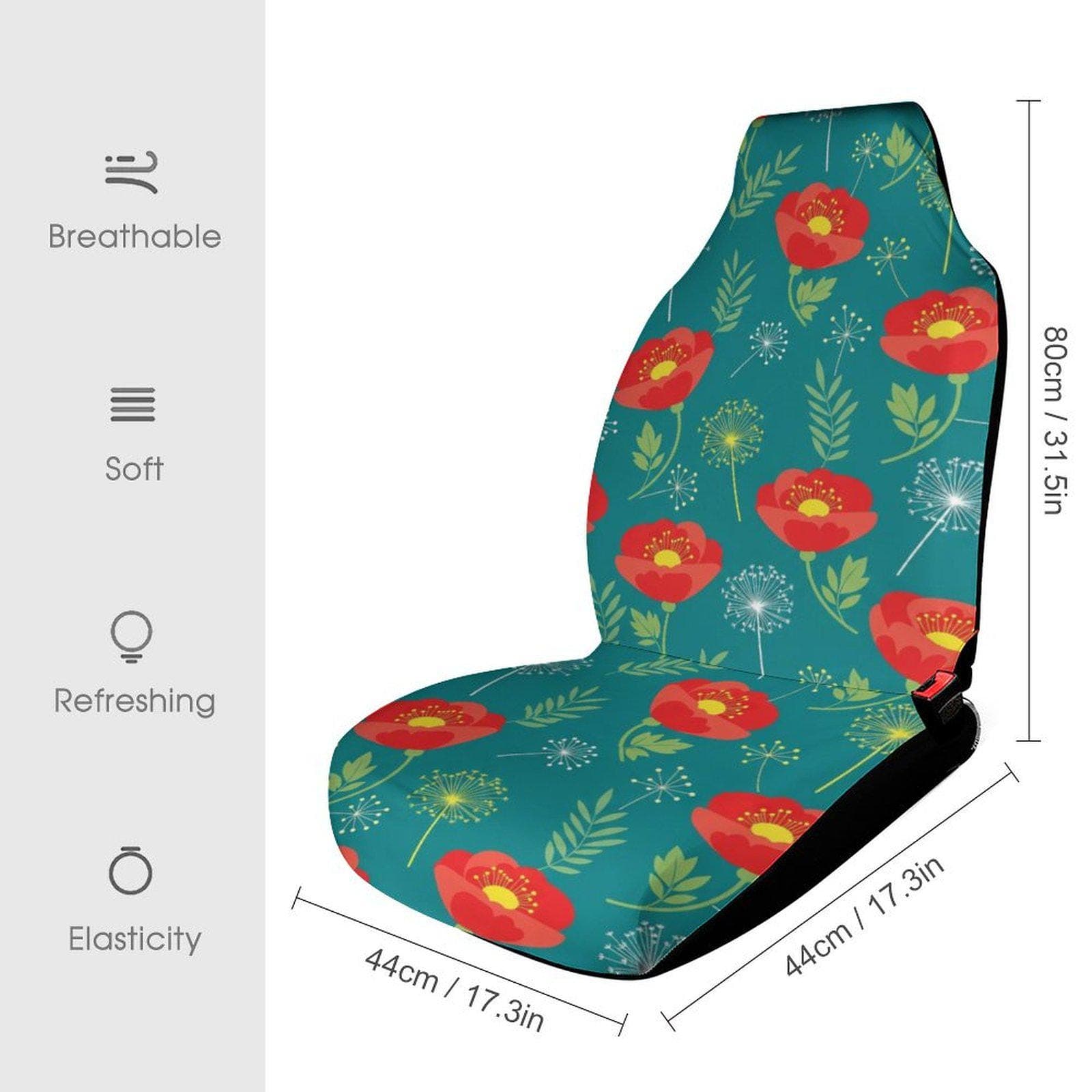 Floral Poppy Dandelion Car Seat Protector Teal Health Cloth Universal Fit