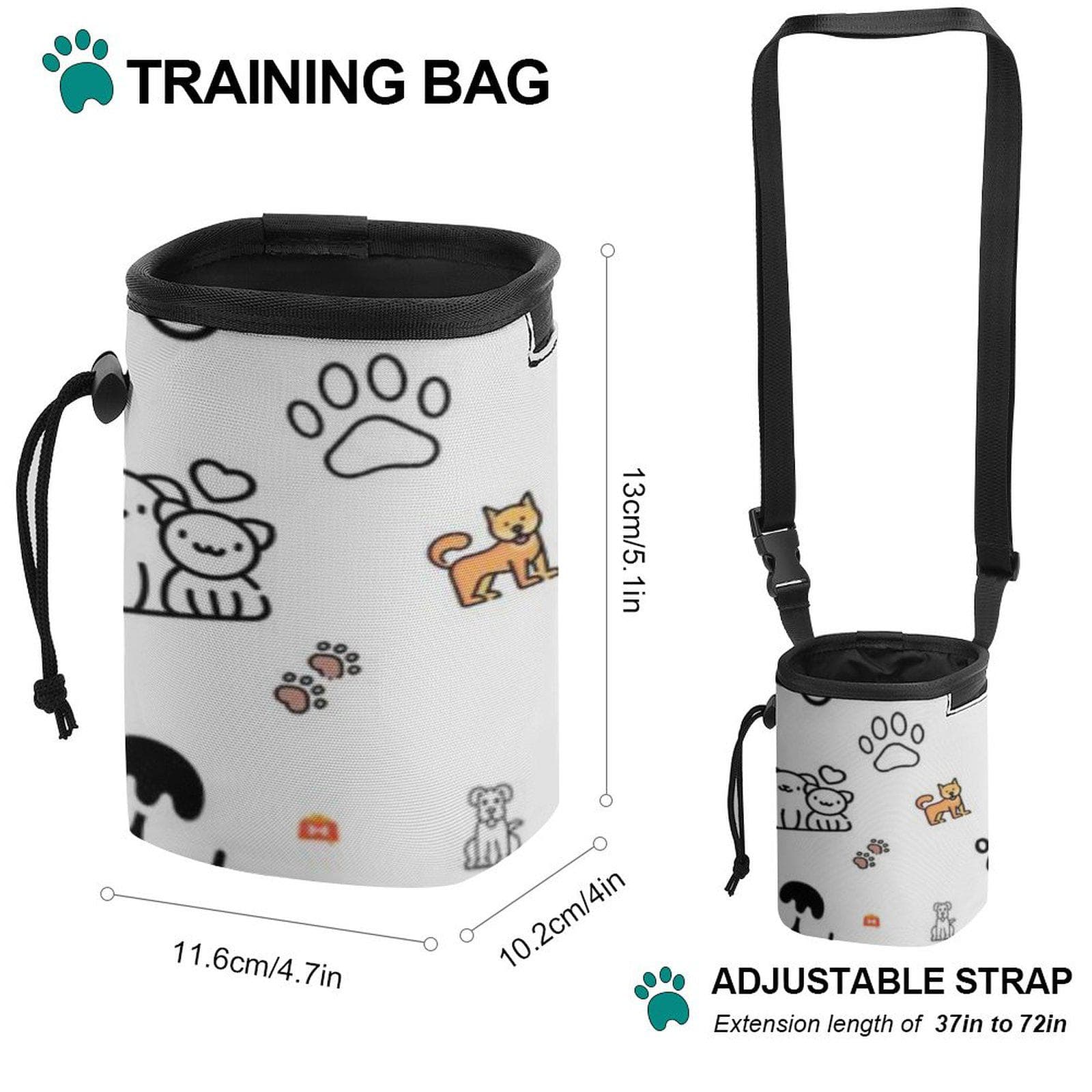 Pet Training Treat Bag Oxford Cloth Drawstring Pouch All-Over Print Cats