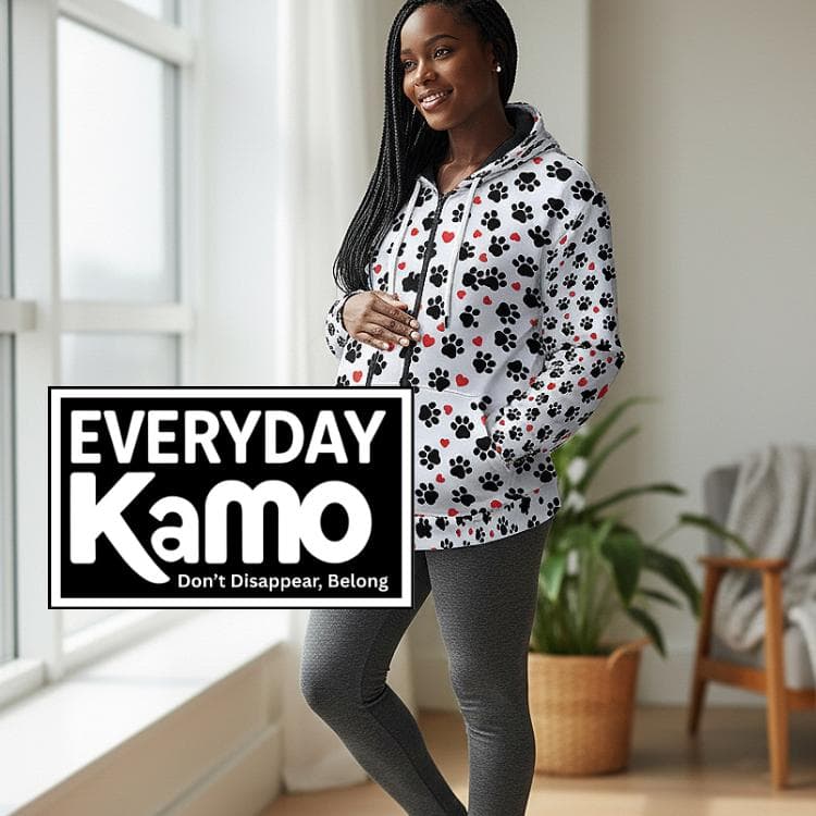 Everyday Kamo Paw Print Hoodie, Gift for Pet Lovers, Modern Urban Explorer