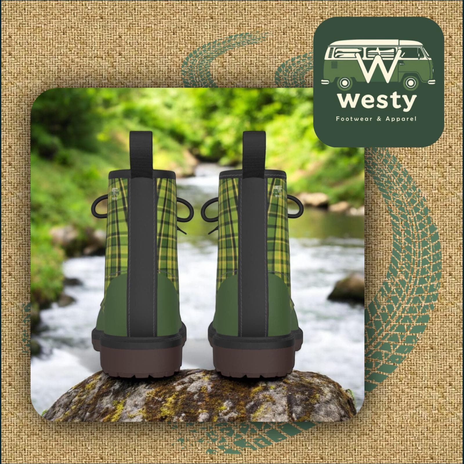 Westy Westfalia Green Plaid Women's Martin Short Boots II