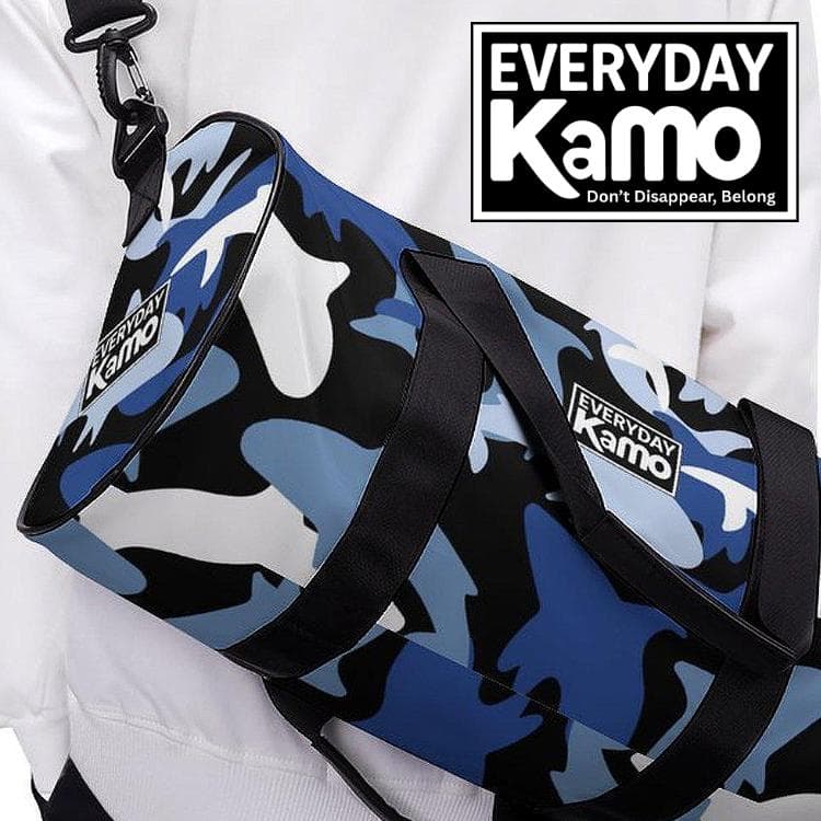 Everyday Kamo Blue Shark Camo Waterproof Duffel Bag | Gym & Travel Essential