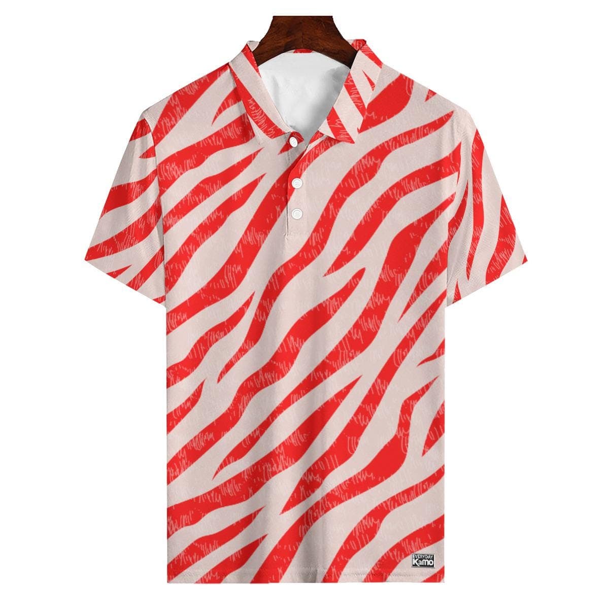 Red Stripe Polo Shirt | Abstract Athletic Tee, Breathable Polyester