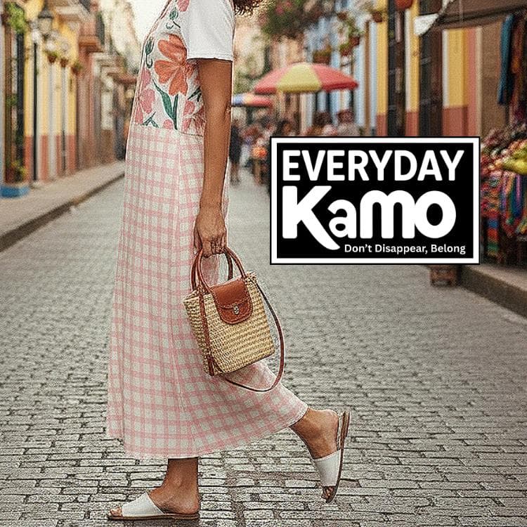 Boho Floral Gingham Maxi Dress | Comfortable V-Neck Summer Dress with Side Slits | Versatile Casual Beach Commute Dress