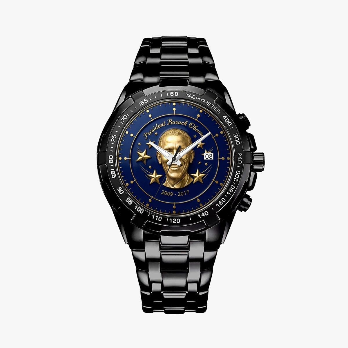 Barack Obama Presidential Commemorative Watch - Gold Portrait & Stars Design
