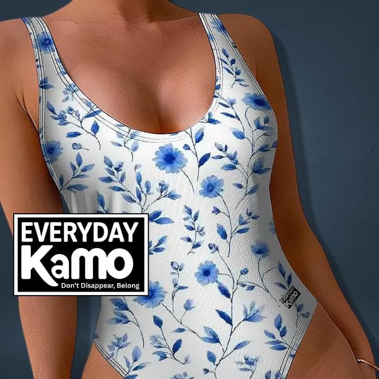 Everyday Kamo Blue Floral Swimsuit, Gift for Her, Mom, Friend | Chic Beachwear One Piece