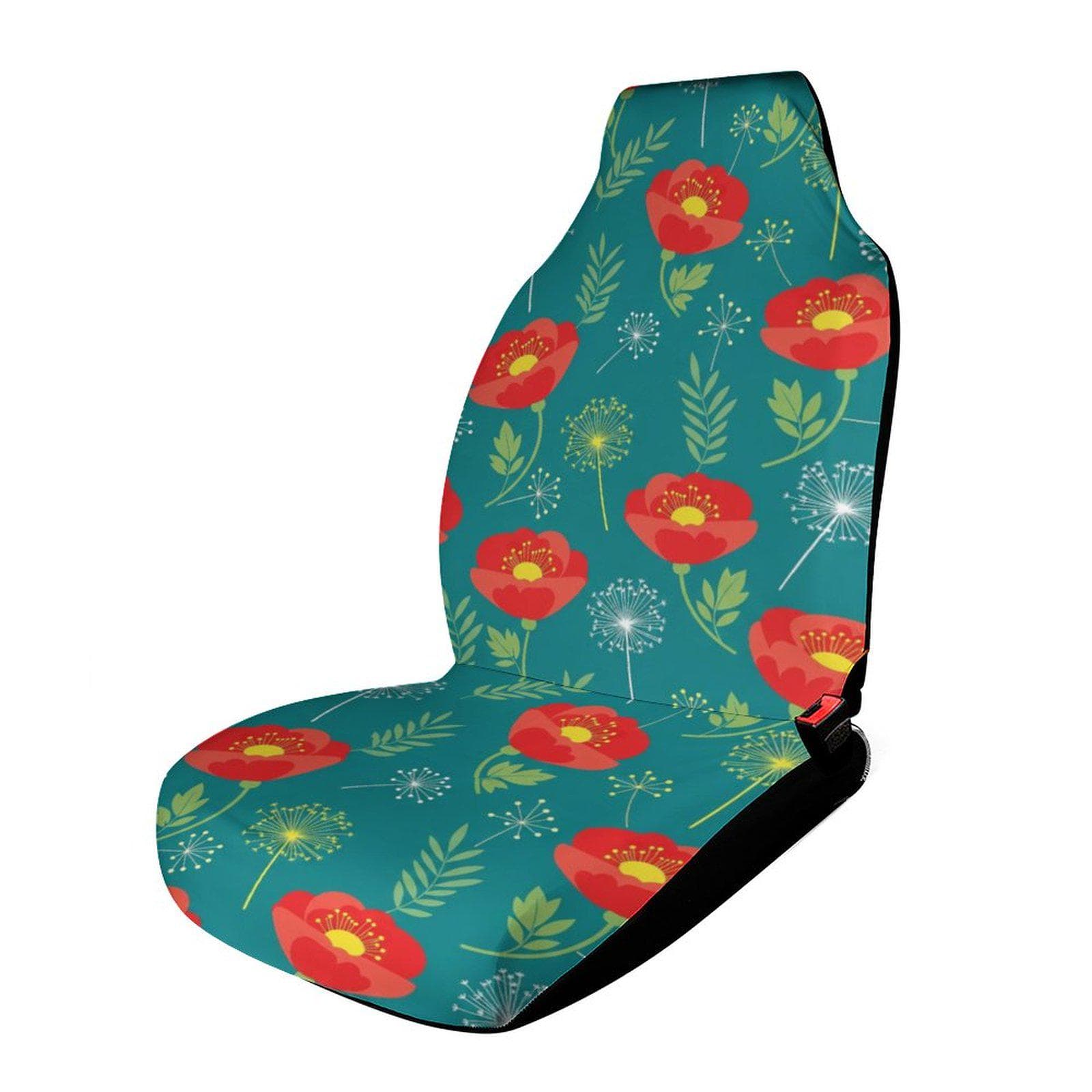 Floral Poppy Dandelion Car Seat Protector Teal Health Cloth Universal Fit
