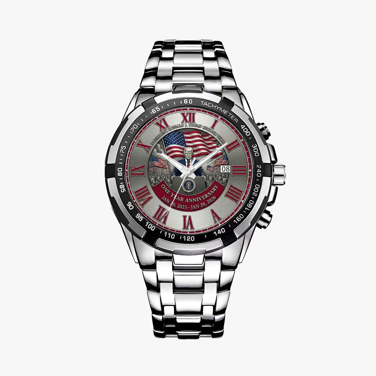 Presidential Tribute Watch: Donald Trump Second Term Anniversary Chronograph with USA Flag Design