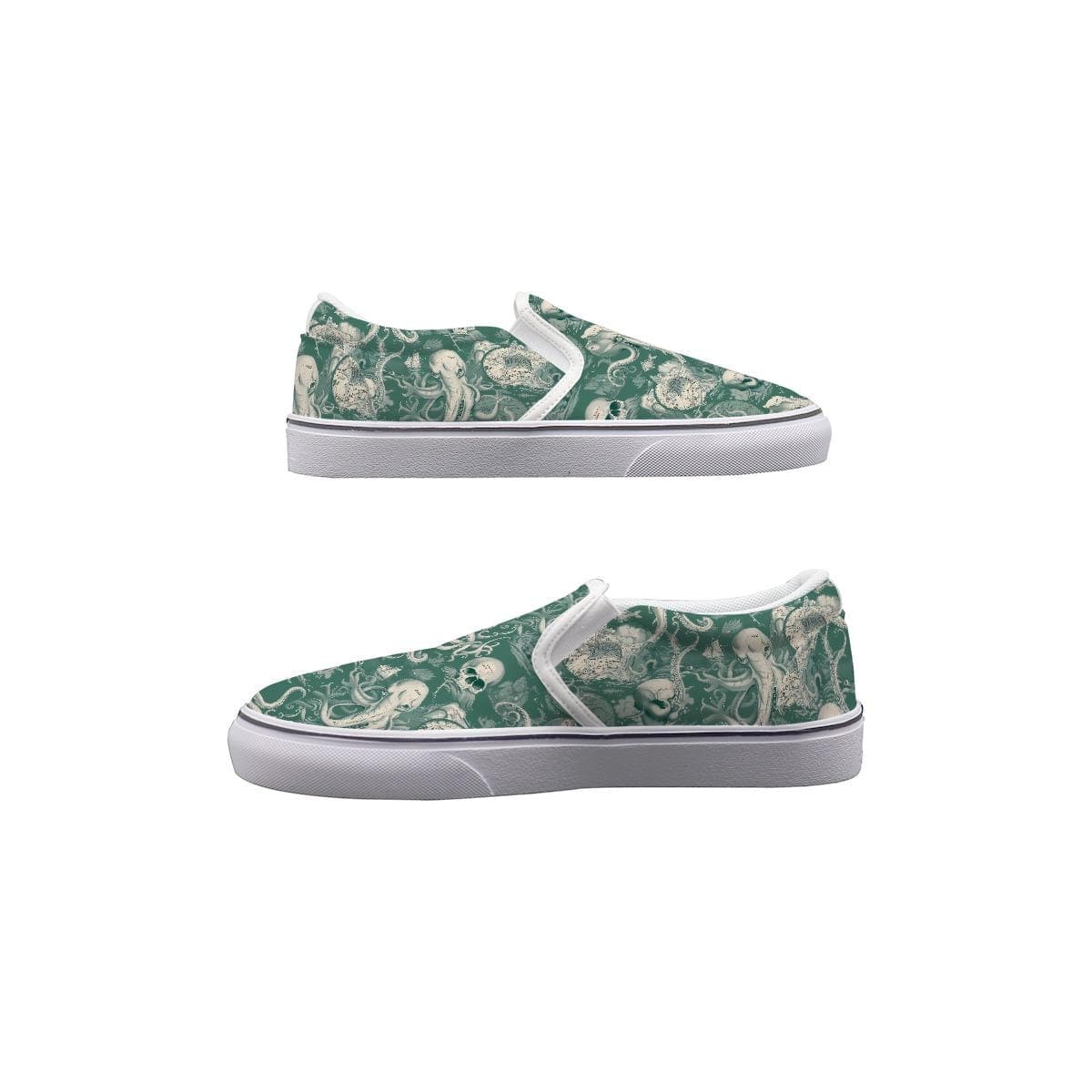 Men's Canvas Slip-On Sneakers | Custom Kraken Skulls | Handmade