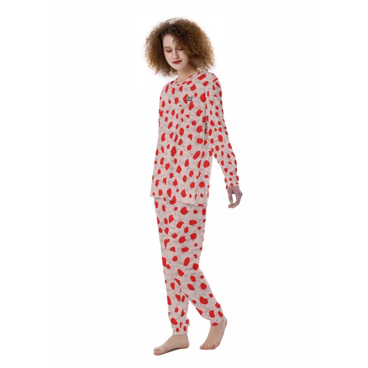 Cozy Red Dot Pajama Set | Soft Brush Fabric Loungewear for Women | Comfortable Two-Piece Sleepwear