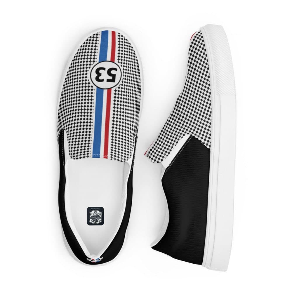 Men's Slip-On Canvas Shoes Black Checks | Handmade Casual Footwear