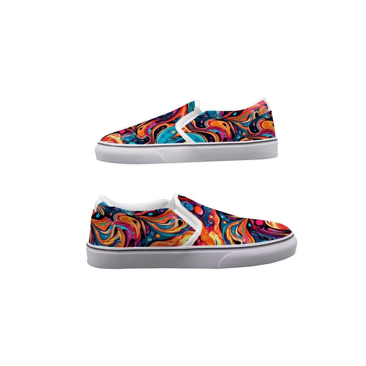Women's Canvas Slip-On Sneakers | Abstract Kamo Print | Handmade Urban Shoes