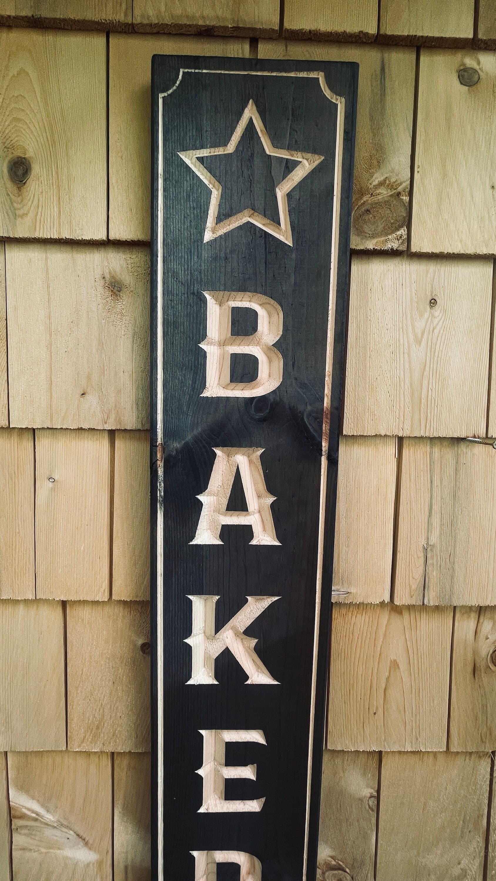 Bakery Vertical Carved Real Pine Wooden Sign