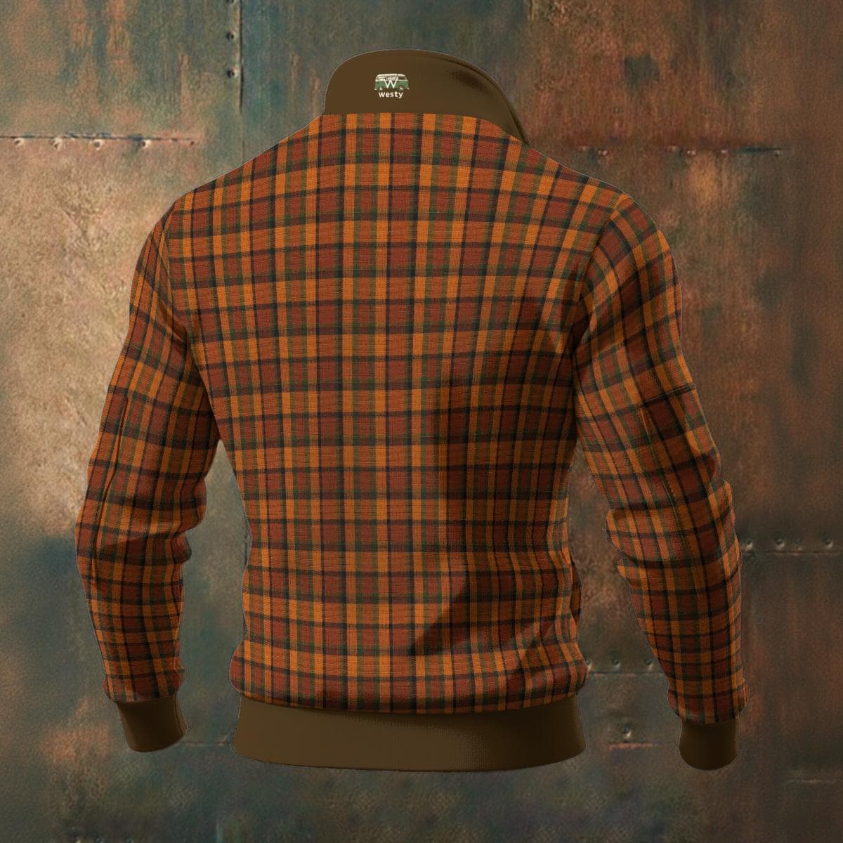 Westy Orange Plaid Fleece Zip-Up Jacket | Vintage Van Life Inspired Cozy Sweatshirt