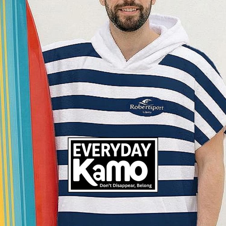 Navy Stripe Hooded Surf Poncho | Quick Dry Terry Changing Robe