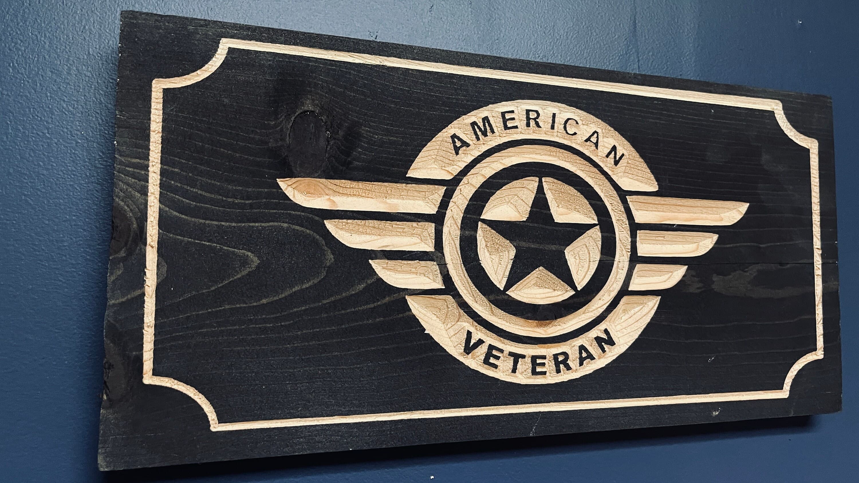 American Aviator Veteran Horizontal Carved Wood Sign