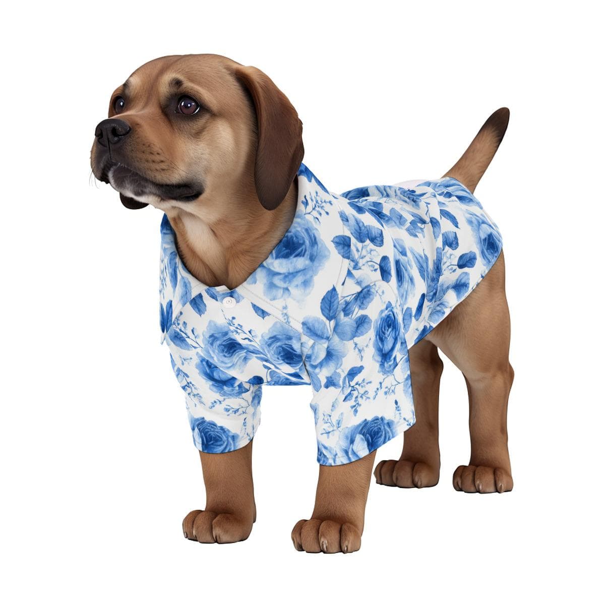 Blue Floral Pet Hawaiian Shirt | Breathable Dog Shirt Summer