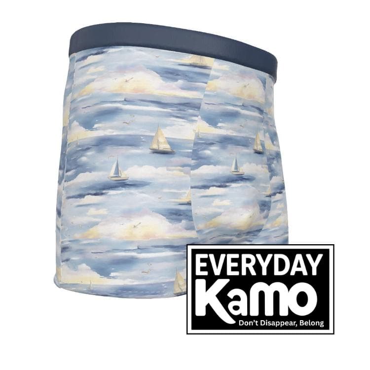 Men's Nautical Sailboat Boxer Briefs - Ocean Seascape Underwear - Comfortable & Sporty Fit