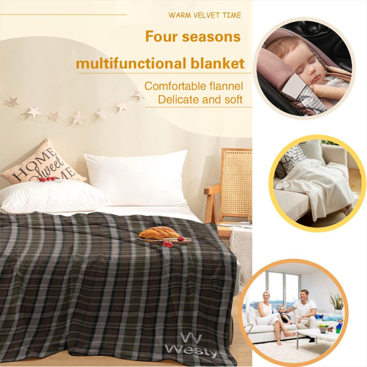 Westfalia Westy Brown Flannel Blanket 30x40inch