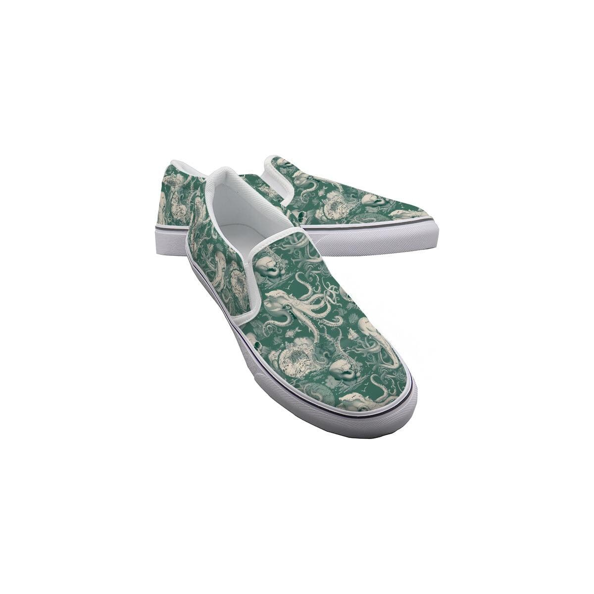 Men's Canvas Slip-On Sneakers | Custom Kraken Skulls | Handmade