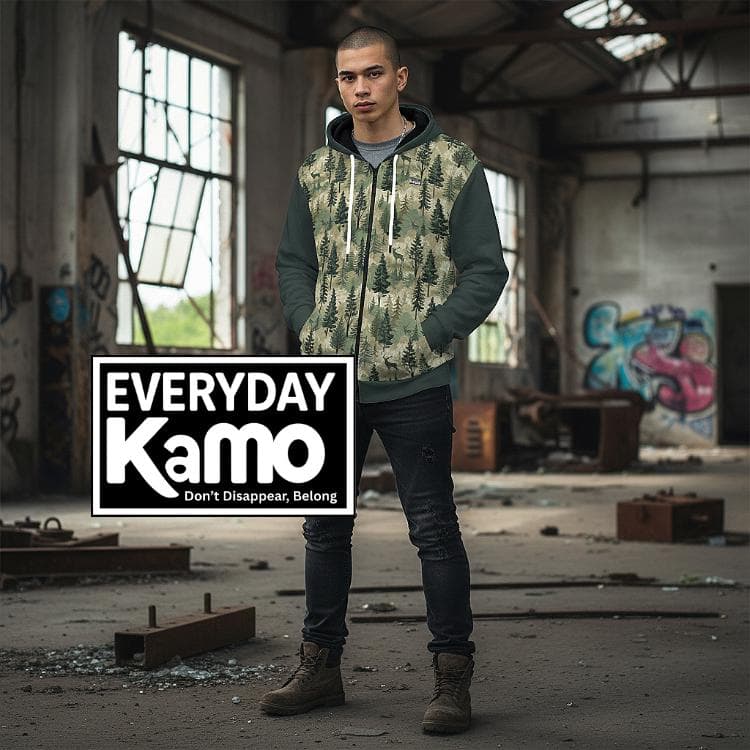 Everyday Kamo Forest Deer Hoodie Gift for Him, Modern Urban Explorer, Dad, Friend