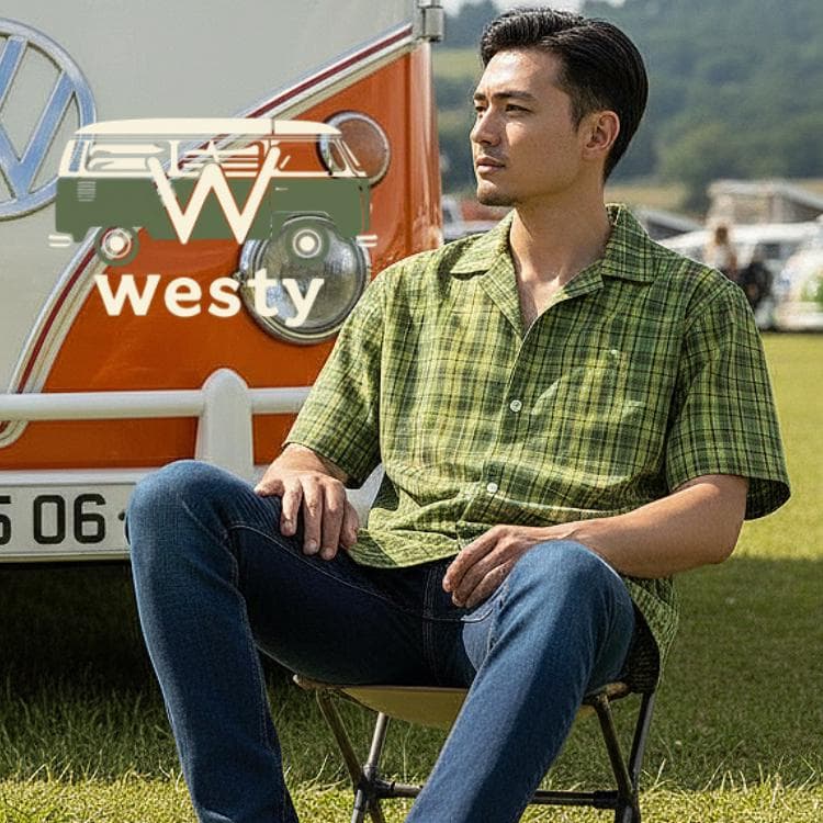 Westy Westfalia Green Plaid Shirt | Unisex Recycled Polyester Travel Wear