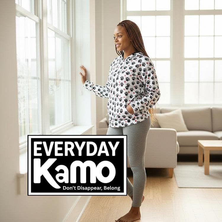 Everyday Kamo Paw Print Hoodie, Gift for Pet Lovers, Modern Urban Explorer