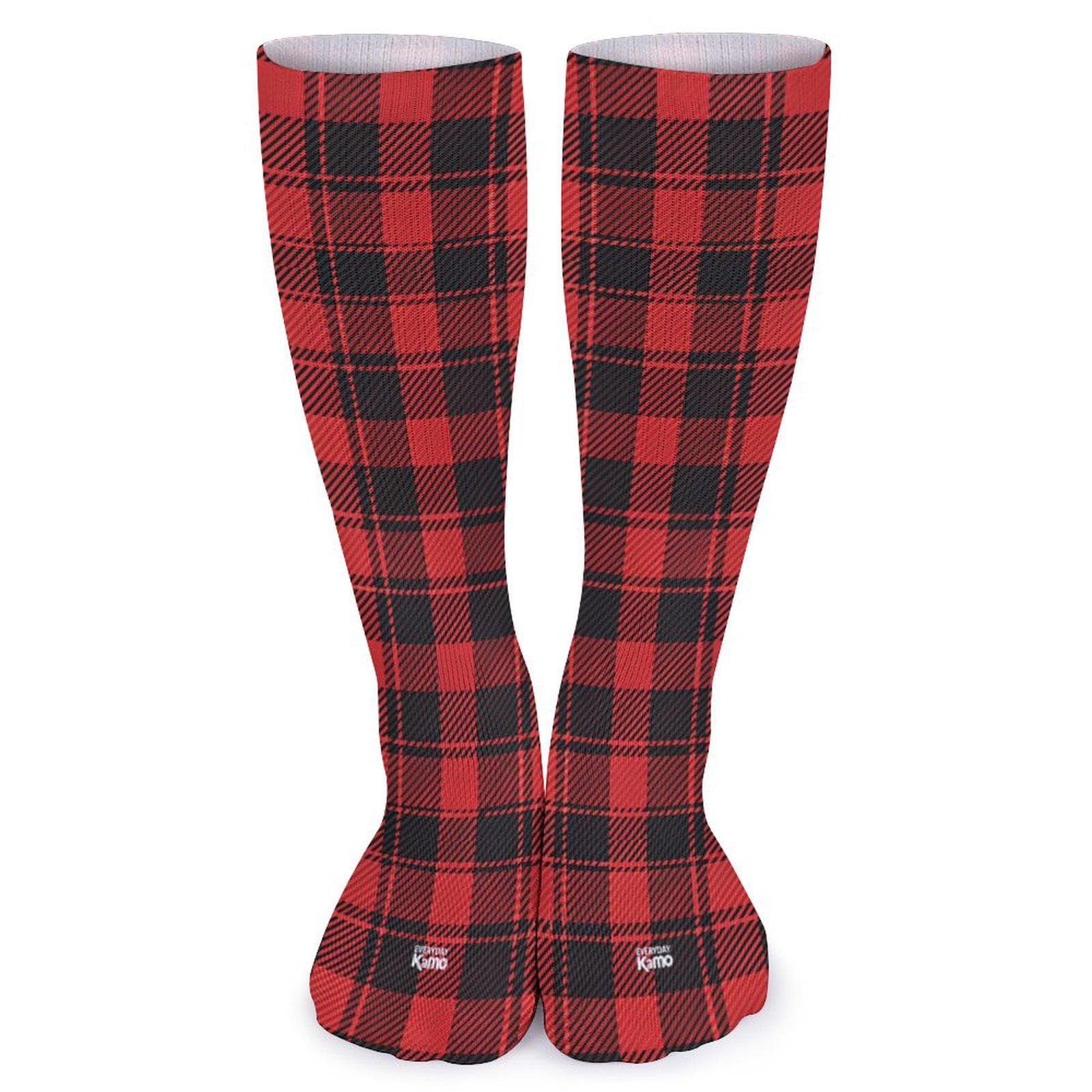 Everyday Kamo Red Plaid Knee-High Socks | Cozy & Stylish Tube Socks