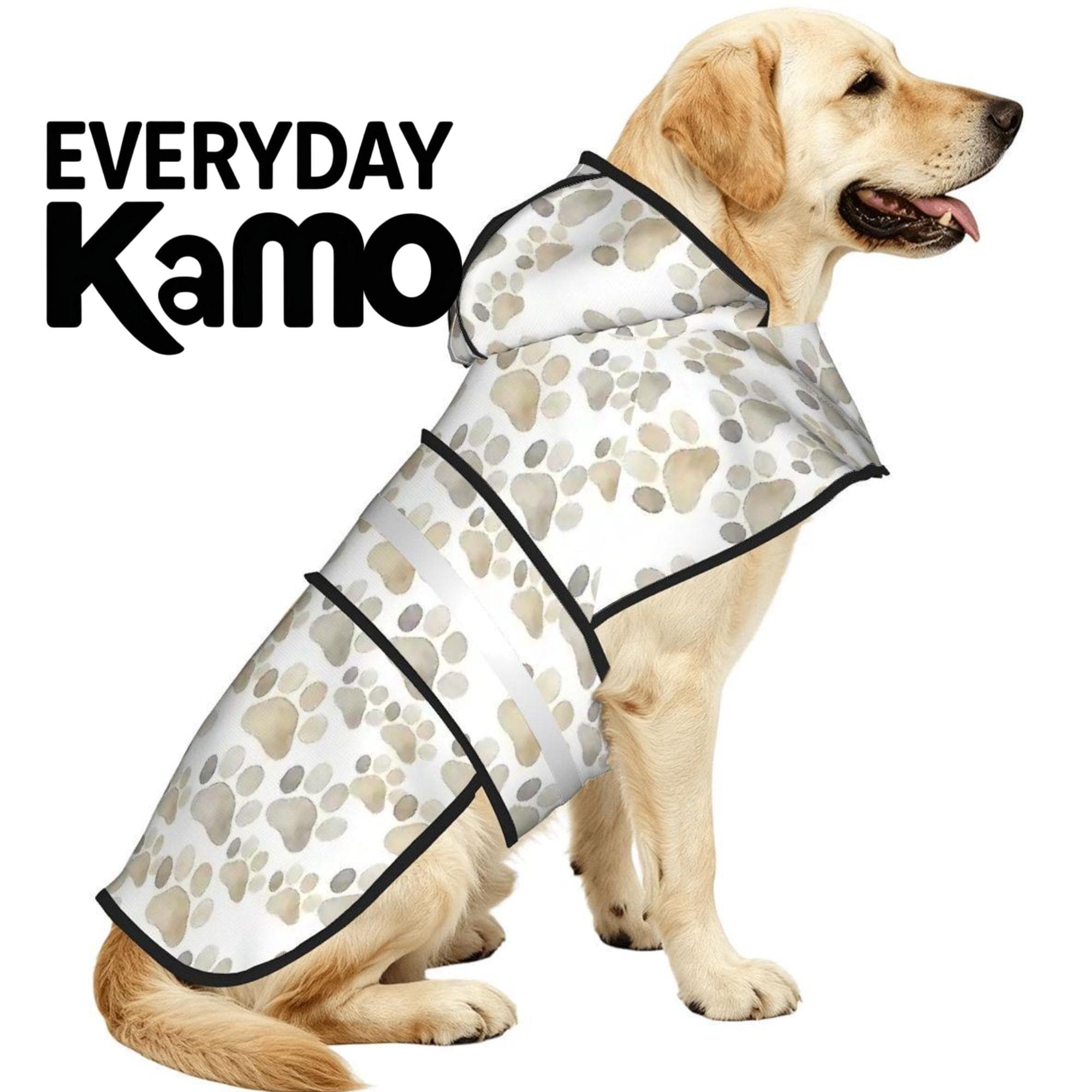 Waterproof Dog Raincoat | Paw Print Pet Poncho Hood Reflective Safety Gear
