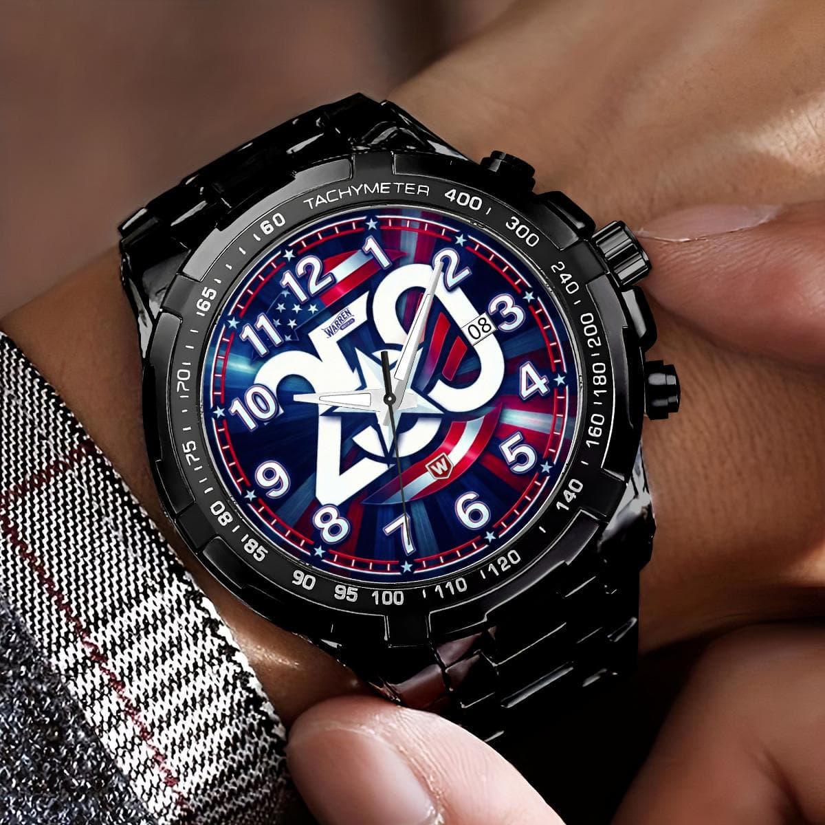 Bold American Pride 250th Anniversary Chronograph Watch - Metal Band, Crystal Mirror, Everyday Style