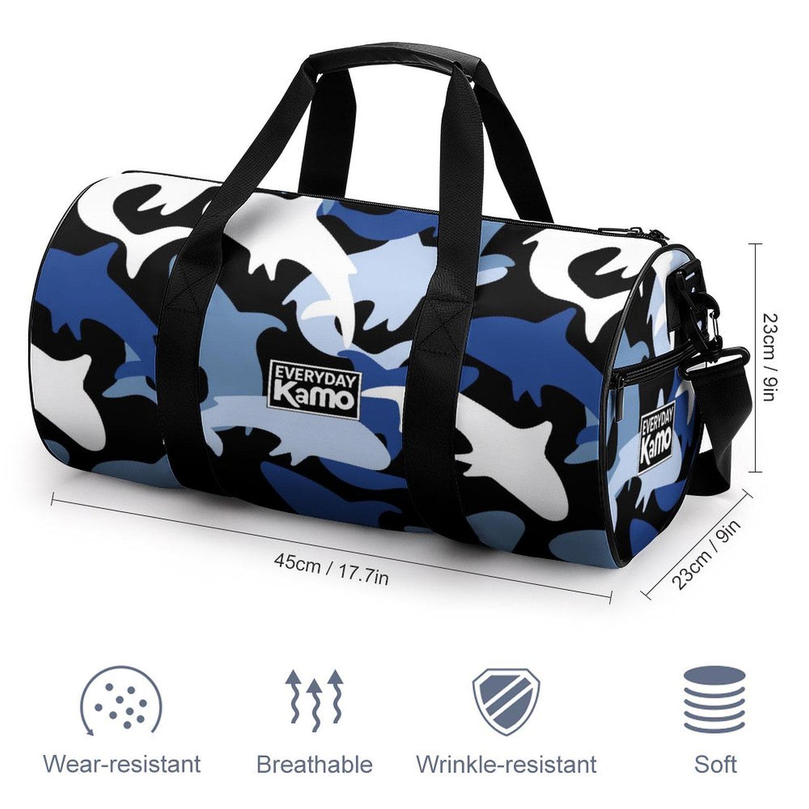 Everyday Kamo Blue Shark Camo Waterproof Duffel Bag | Gym & Travel Essential