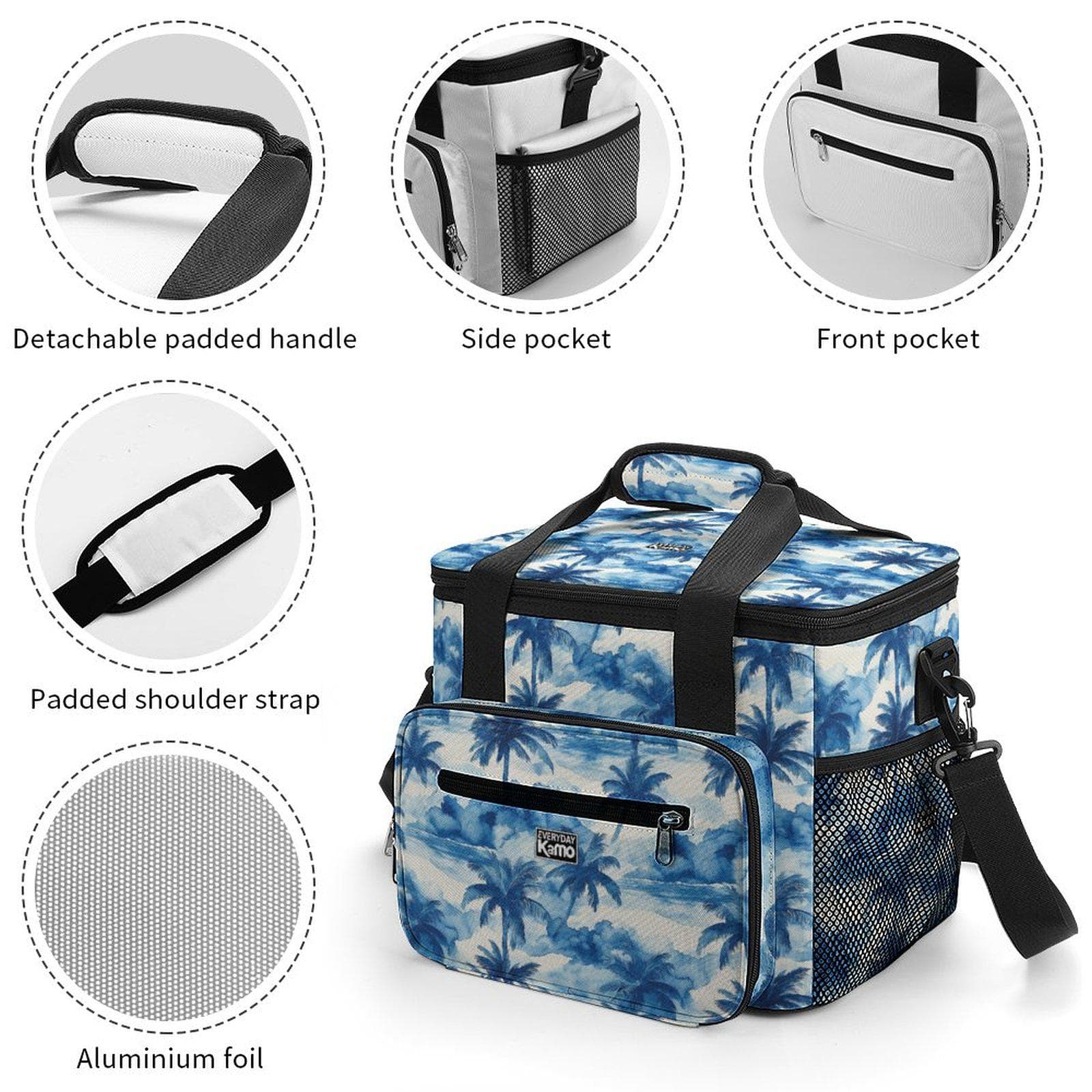 Everyday Kamo Tropical Oasis Collapsible Cooler Bag - Large Insulated Picnic & Beach Lunch Tote with Palm Tree Print