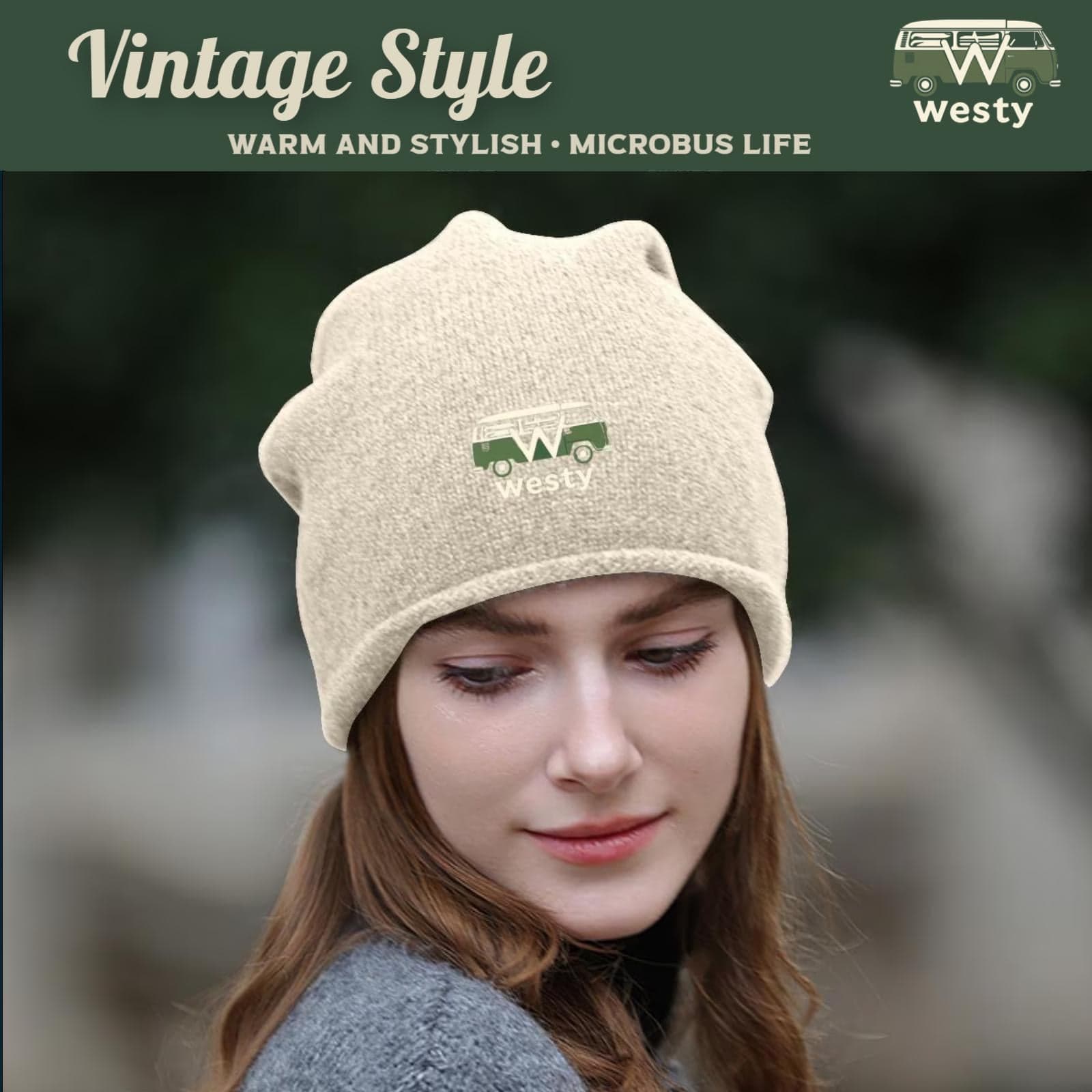 Westy Knit Beanie Hat - Vintage Camper Van Road Trip Style