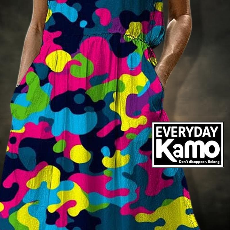 Abstract Camo Maxi Dress | Colorful Sleeveless Summer Dress