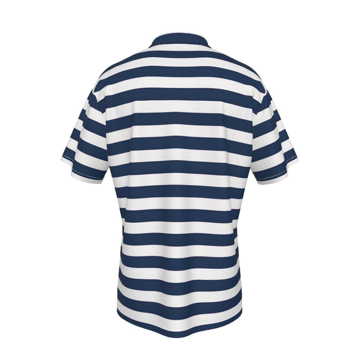 Men's Nautical Stripe Hawaiian Shirt | Navy White Short Sleeve Button Down | Breathable Summer Beach & Resort Wear