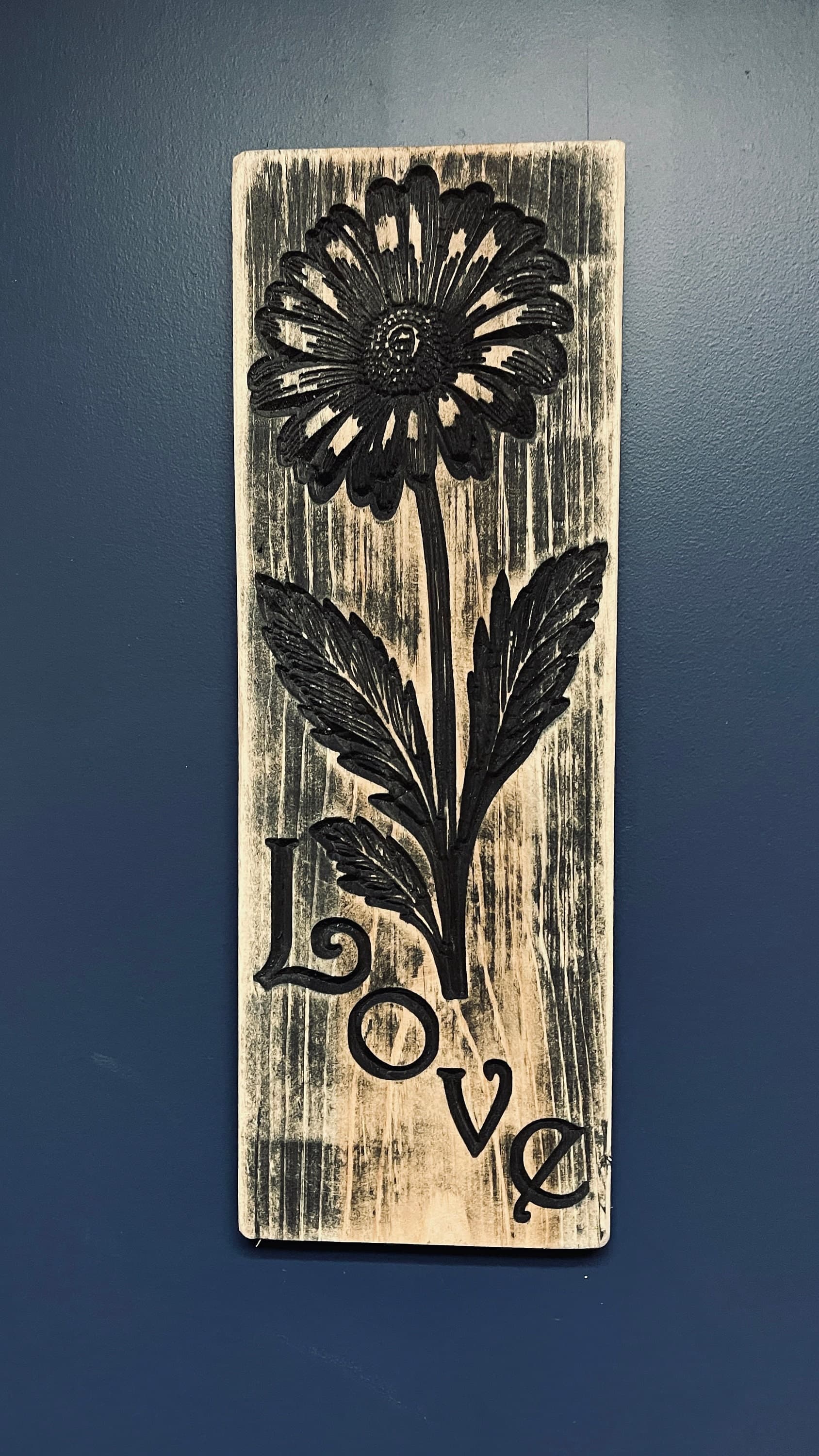 Love Flower Vertical Carved Wood Sign, Rustic Home Decor, Handmade Wooden Wall Art, Country Farmhouse, Unique Gift Idea