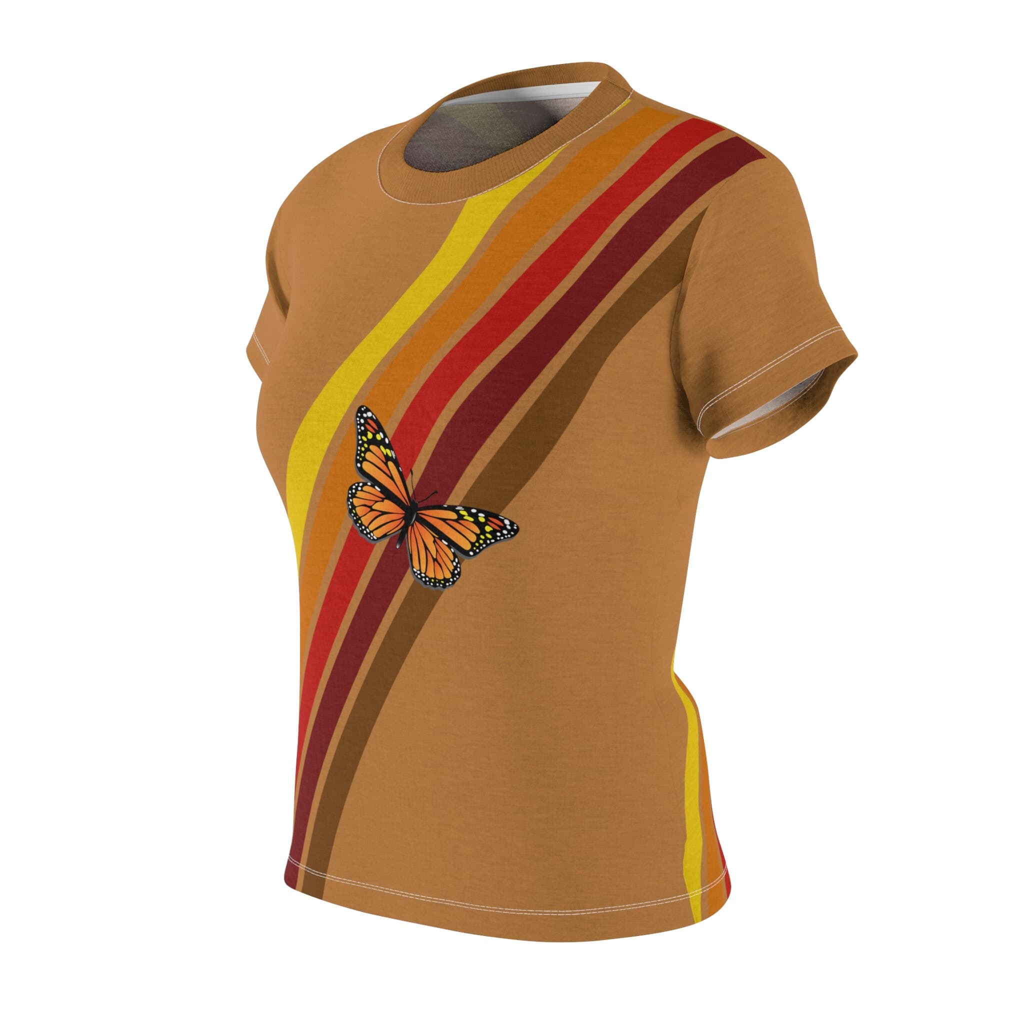 Westy Volkssummer Stripe Women's Tee - Retro Road Trip Butterfly