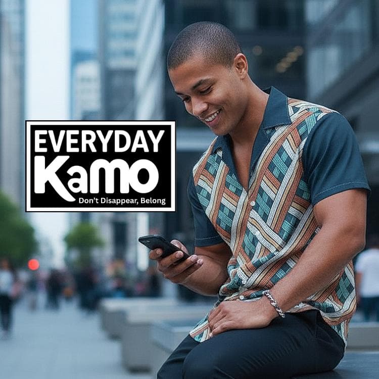 Everyday Kamo Men's Abstract Geometric Hawaiian Shirt | Breathable Summer Aloha Button-Up | Unique Patterned Casual Vacation Top