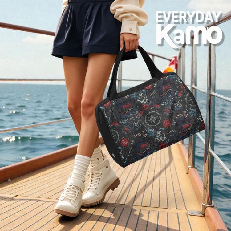 Vintage Tattoo Ship Canvas Duffel Bag | Weekend Travel & Gym Carry-On