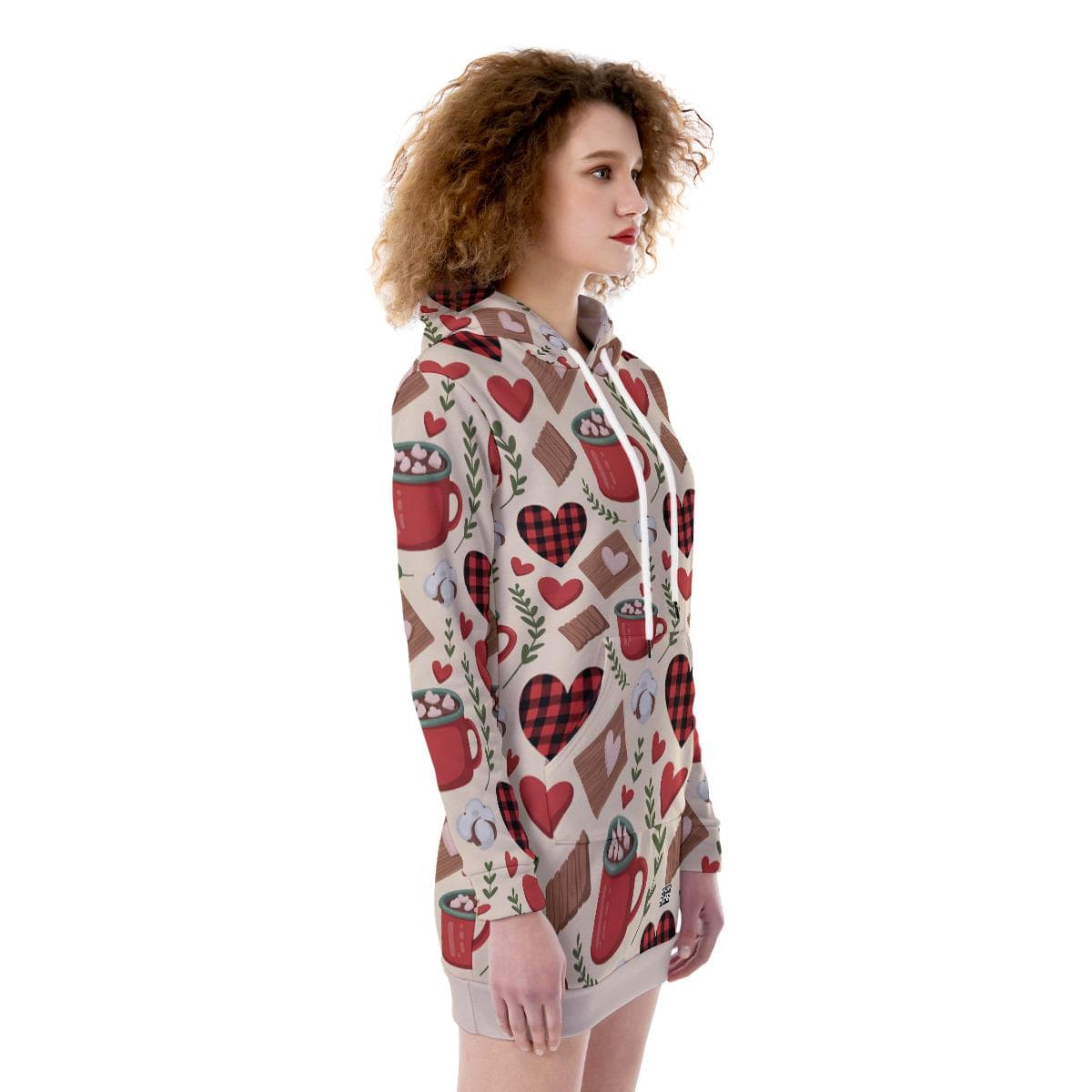 Cozy Valentine Hoodie Dress | Hot Cocoa & Plaid Hearts Tunic | Women's Winter Comfort