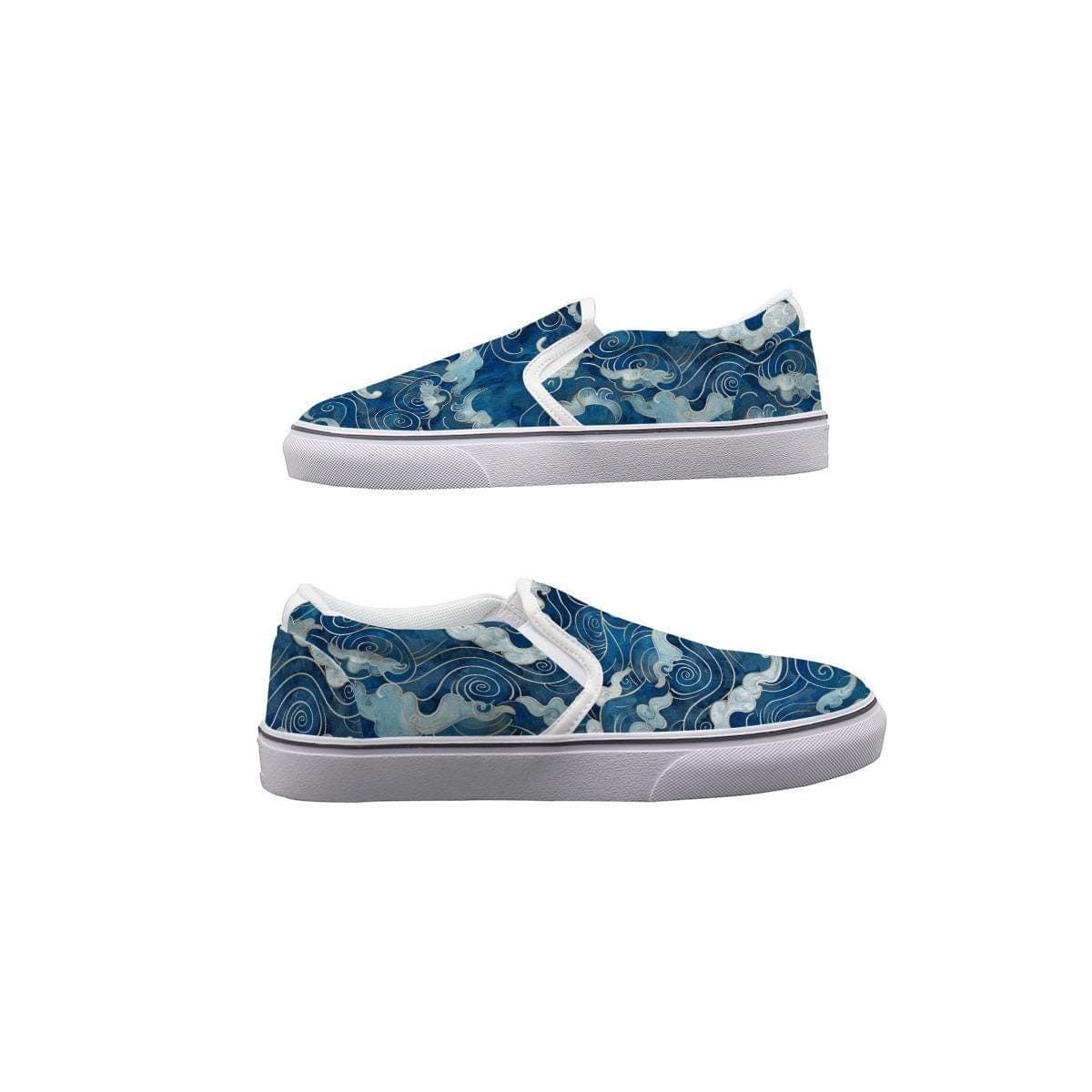 Men's Blue Wave Slip-On Canvas Shoes | Custom Ocean Pattern