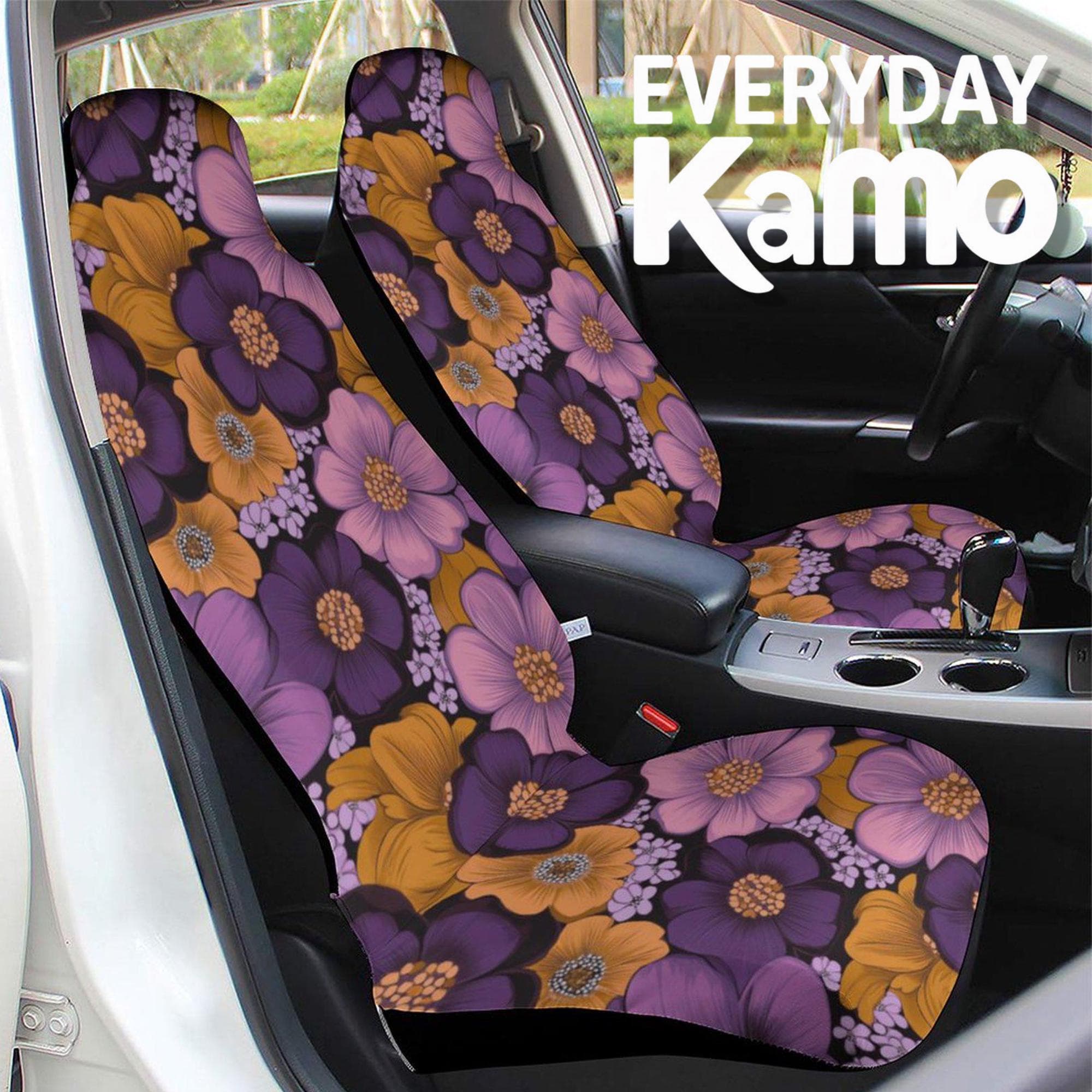 Purple Gold Floral Car Seat Protector | Health Cloth Bohemian Auto Cover