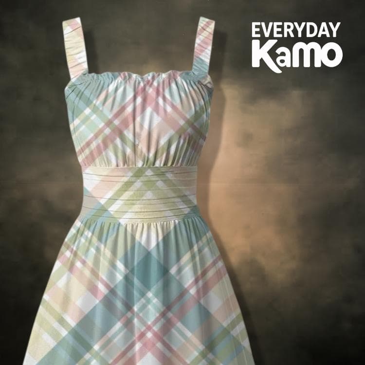 Pastel Plaid Ruffle Hem Summer Dress | Breathable Milk Silk Midi Dress | Beach Party Chic